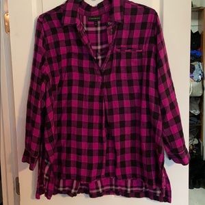 Pink plaid tunic with slits on each side.